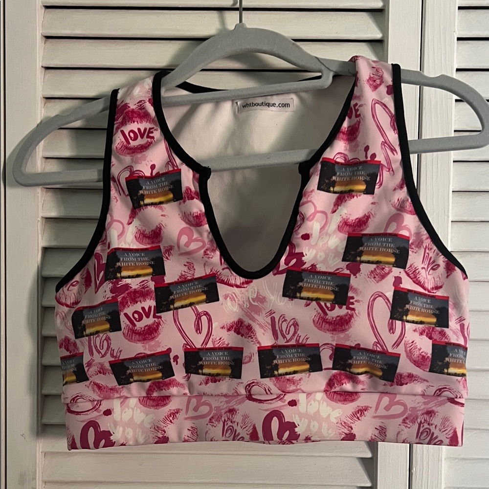 #* 038= Pink Black Graphic Sport Top WHT Boutique